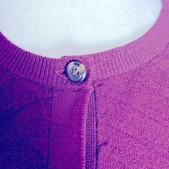 Ann Taylor Burgundy Button Front Cardigan - Picture 4 of 6